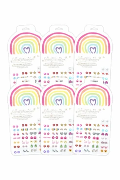 6 Packs Of Rainbow Love Sticker Earrings