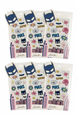 6 Packs Of Superhero Star Temporary Tattoos
