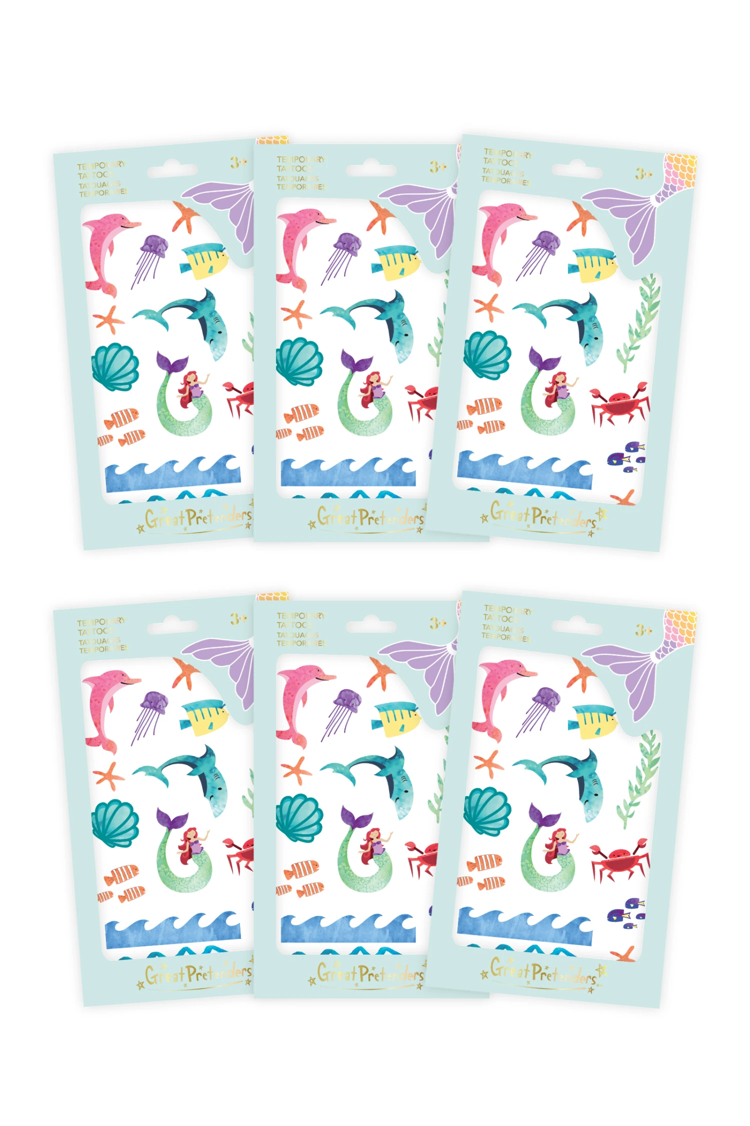 6 Packs Of Mermaid Temporary Tattoos 1 6 Packs Of Mermaid Temporary Tattoos
