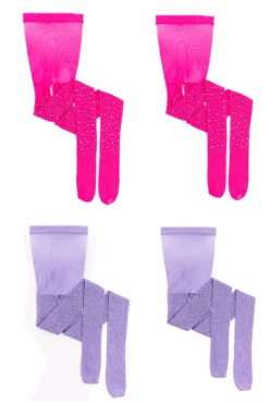 Rhinestone Tights - Lilac And Hot Pink Bundle