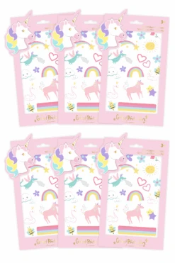6 Packs Of Unicorn Temporary Tattoos