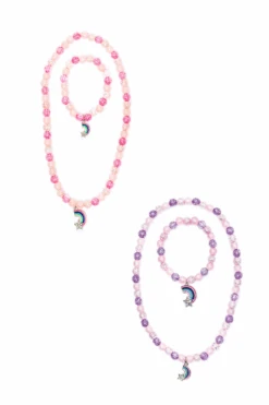 Purple Rainbow Necklace & Bracelet Set