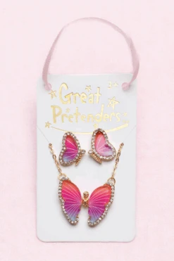 Boutique Butterfly Necklace & Studded Earring Set